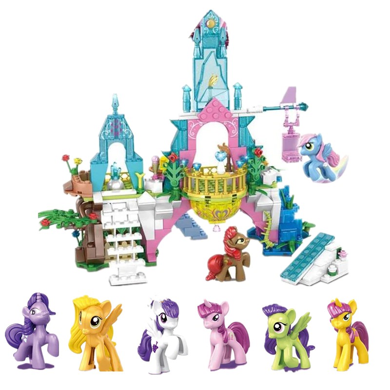 Mainan Lego New Girl Princess Building Blocks Model My Little Horse Crystal Castle Unicorn Figure