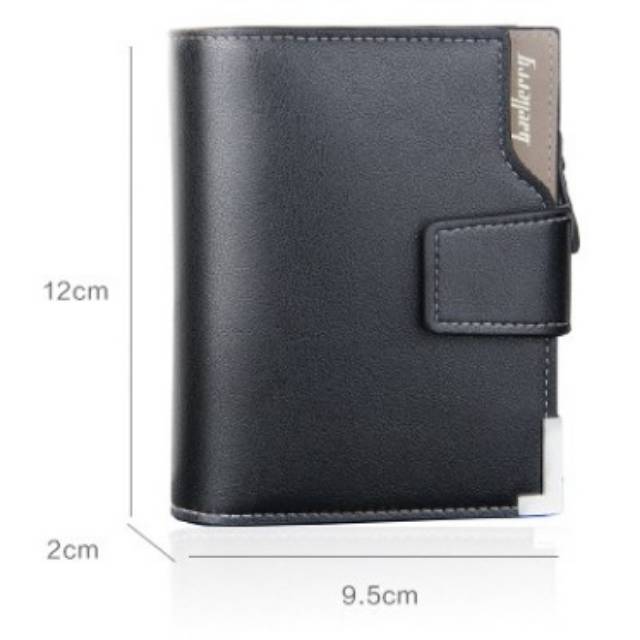 Promo Termurah / D1282-Fashion Pria: Baellerry Dompet Kulit PU Lipat Pendek Warna Polos+Retsleting