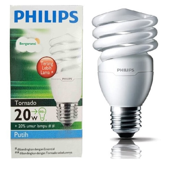 Lampu Spiral Philips Tornado 20Watt, 20W, 20 Watt, 20 W