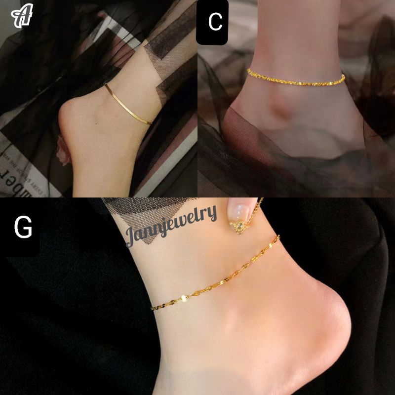 Gelang kaki titanium asli anti karat&amp;alergi size 25-27cm GK-5