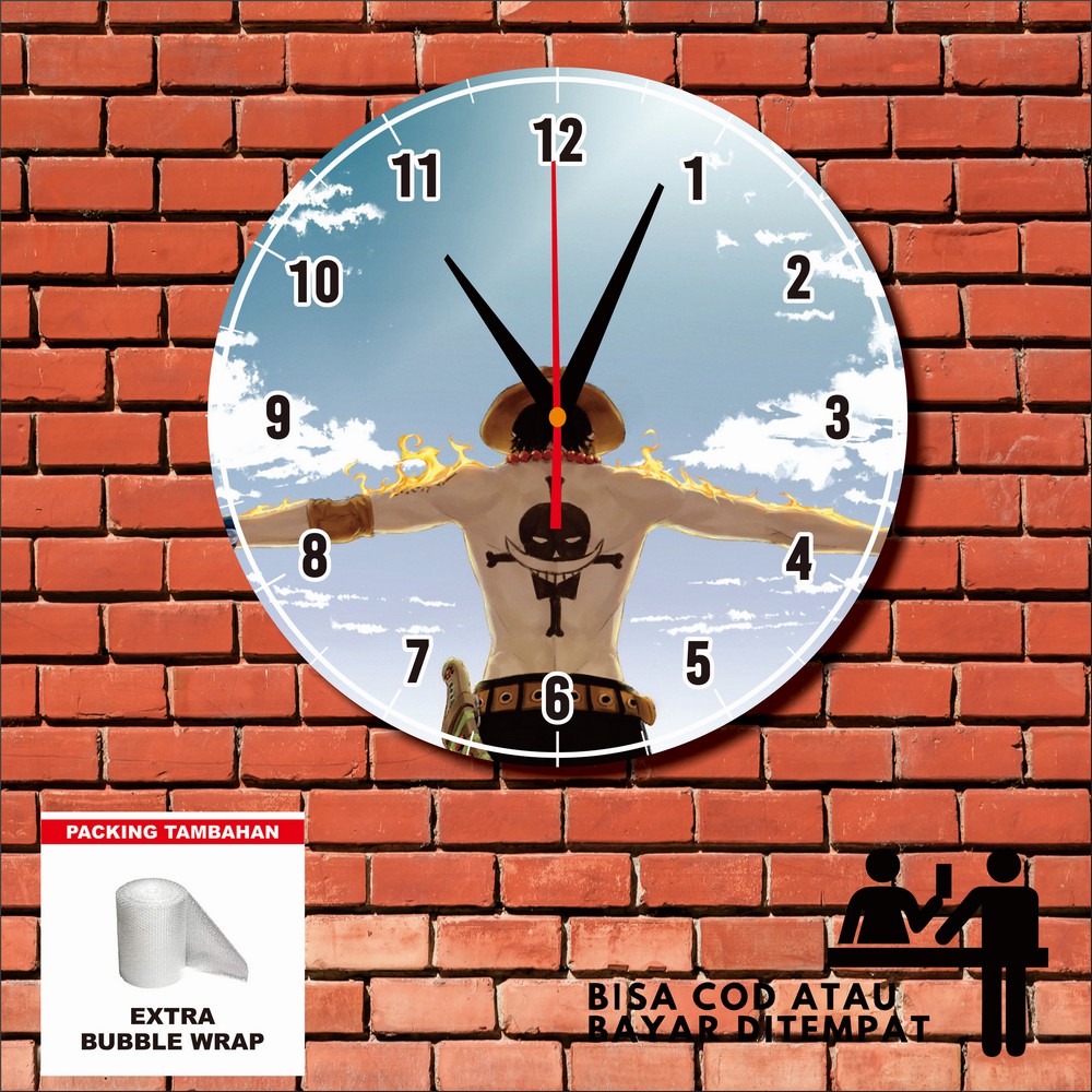 Jam Dinding Ukir Karakter Luffy One Piece Wall Clock Dekorasi Rumah  - JAM AR398