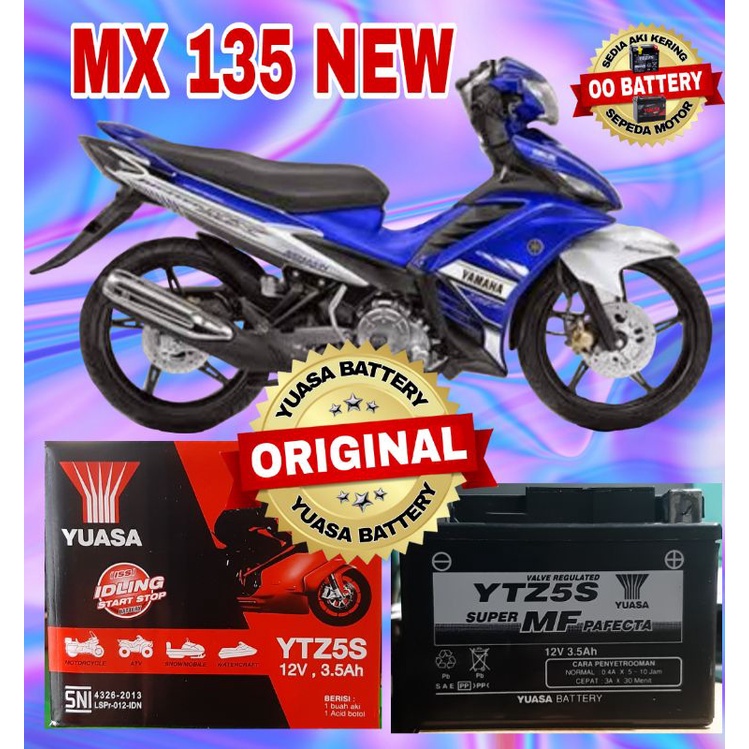 Aki Kering Motor YAMAHA NEW JUPITER MX 135   ORIGINAL YUASA YTZ5S  12V - 6AH