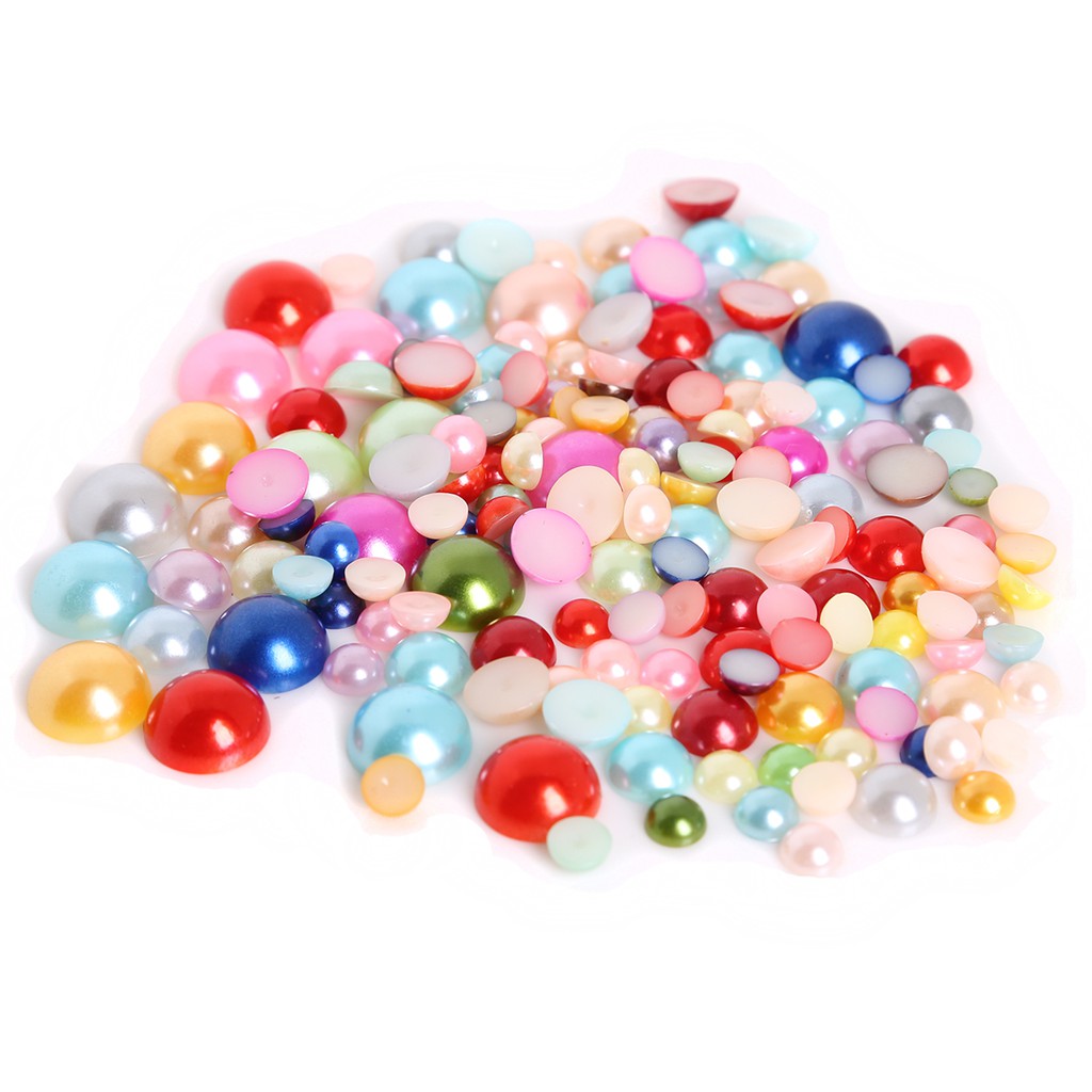 6-14 mm White/Ivory/Random Mixed Color Flatback Half Round Pearl Craft ABS Imitation Pearl Resin Scrapbook Beads DIY Decorate