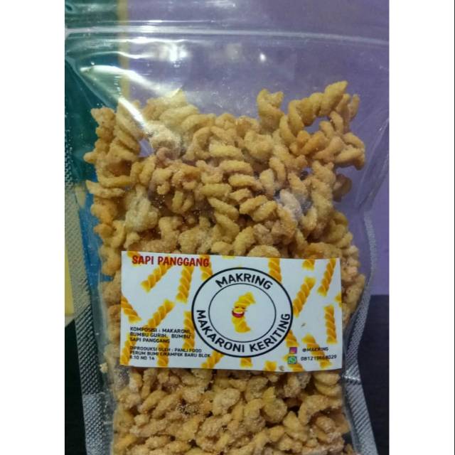 

Makring (makaroni keriting) rasa sapi panggang, cemilan gurih,cemilan renyah , cemilan pedas,cemilan