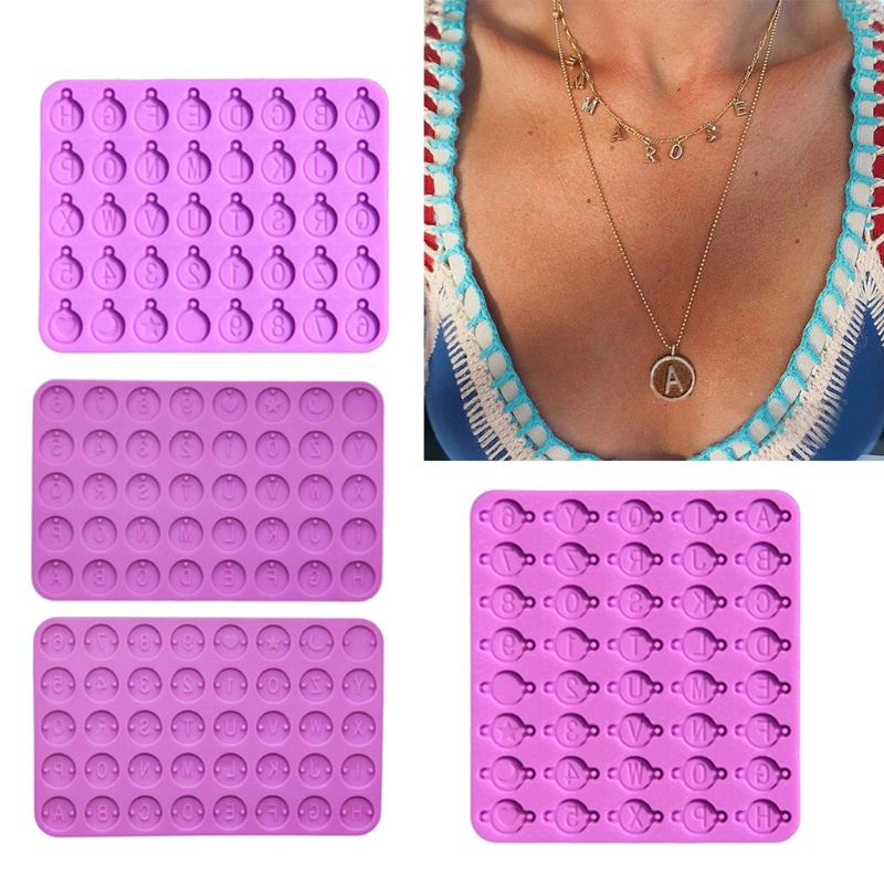 4 Pcs Cetakan Resin Bentuk Bulat Motif Huruf Dan Angka Bahan Silikon Untuk Membuat Perhiasan