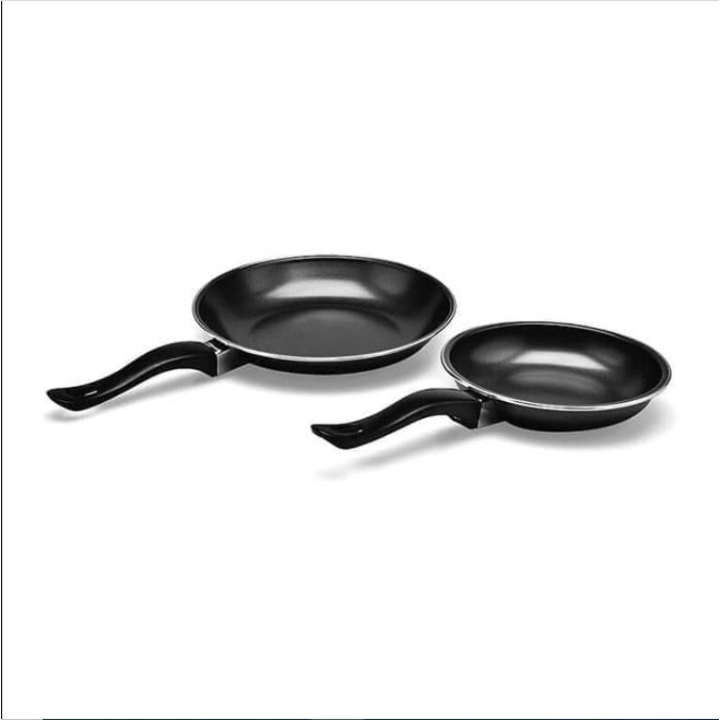 Murah Lebay Teflon set 2pcs 18cm dan 23cm Fry Pan Set Teflon Wajan Anti Lengket Teflon 2 Set Hitam Worldhome66