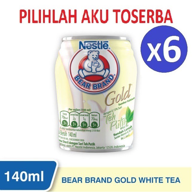 Susu Beruang Bear Brand Gold White TEA - 140 ml ( HARGA PAKET ISI 6 )