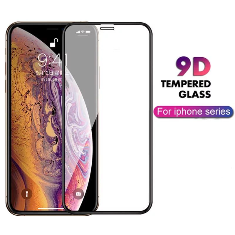 Tempered Glass Full Cover Glue Lem Anti Gores Kaca Iphone 6 6G 6S 6+ 6S+ 7 7+ 8 8+ Plus X XS MAX XR 11 12 13 14 14+ Plus Mini Pro Max SE 2 2020 2021 2022 Pelindung Layar Kaca Bening List Hitam