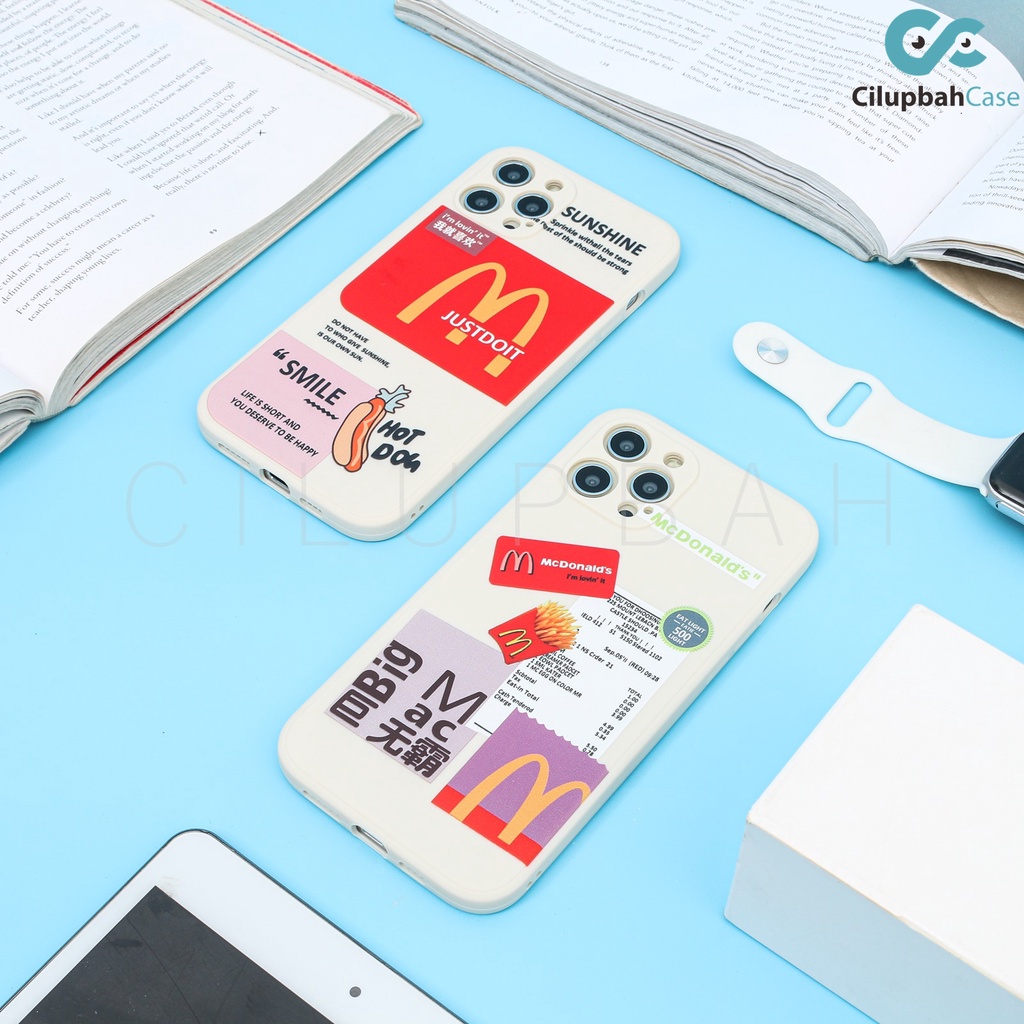 Soft Case Casing Oppo Reno A1K A3S F9 A15 A71 A37 A33 A53 A5 A52 4F - MCD Mcdonalds French Fries &amp; Hot Dog Edge Square Full Lens Cover Casing