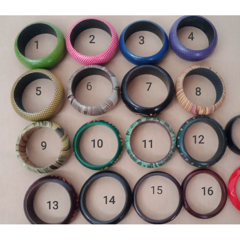 gelang kayu jogja bali warna warni