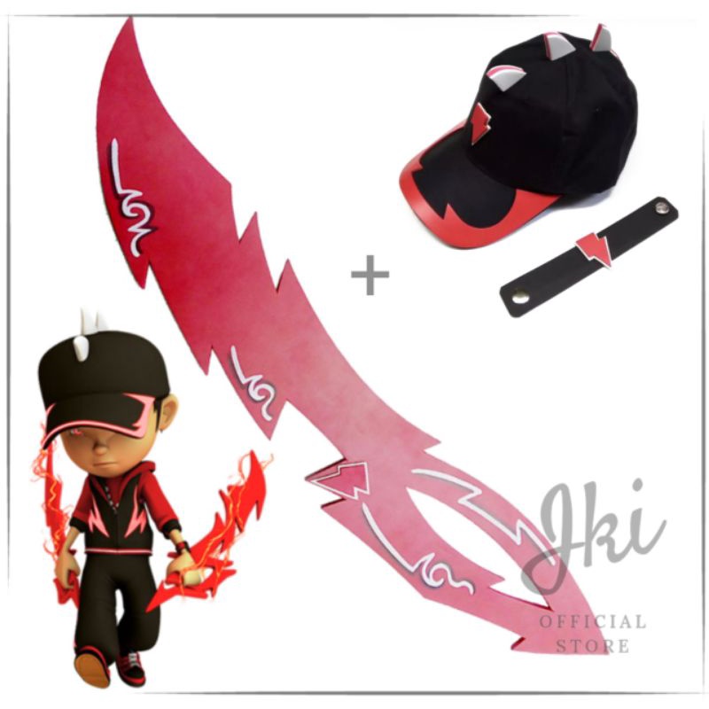 Paket Hemat Topi Anak Boboiboy Halilintar hitam + Senjata nya