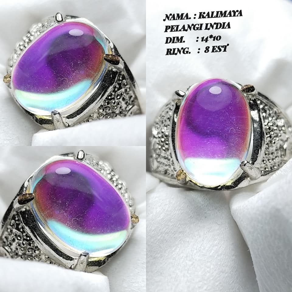 Cincin Batu Akik Kalimaya Pelangi India