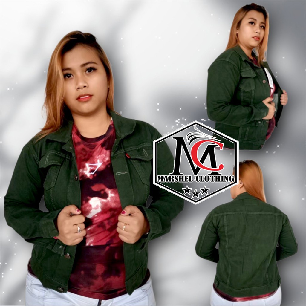 RCL - Jaket Jeans Hijau Army Denim Crop Wanita Anak Perempuan Oversize Jumbo Terlaris