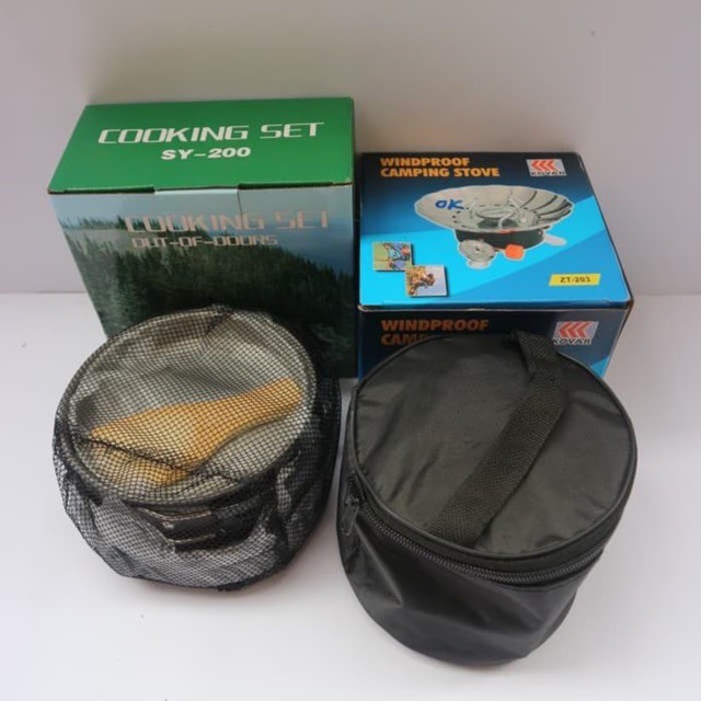 Kompor Portable Windproof &amp; Cooking set 3 Orang  DS-200 DS200 Anti Angin SY200 SY-200