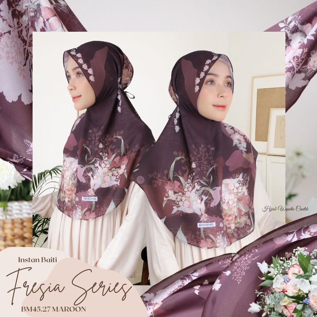 Hijabwanitacantik -Instan Baiti Fresia Series | Hijab Instan | Jilbab Instan-Maroon