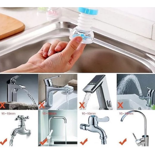 Sambungan kepala kran filter penyaring air with kipas baling baling fleksibel Water Faucet Extender