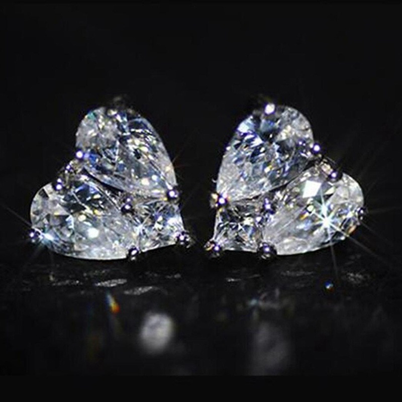 Fancyqube Anting Stud Tindik Bentuk Hati Cubic Zirconia Aaa Untuk Wanita