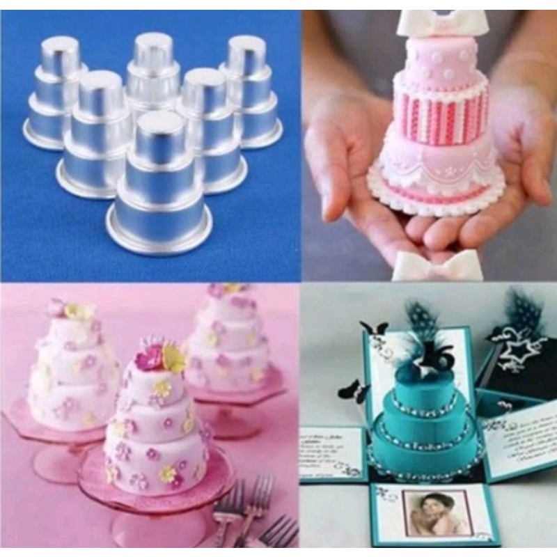 cetakan kue tart mini/loyang bulat susun press tanpa sambungan/ loyang puding