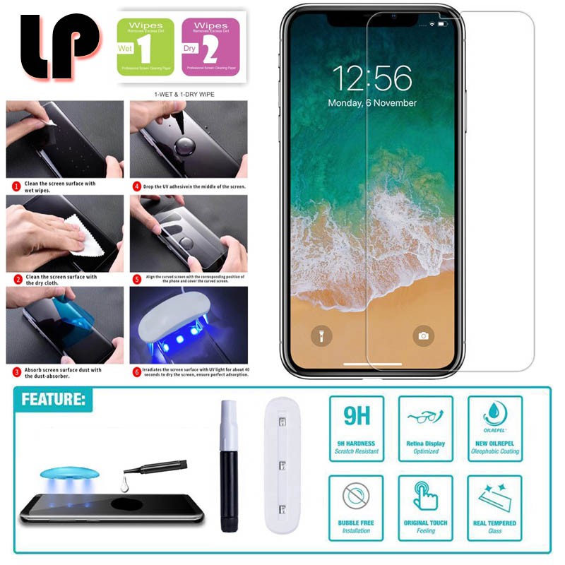 LP UV Glue 3D Tempered Glass iPhone 11 Pro - X XS 5.8 - Kaca Original Bening Clear Ori Baru New
