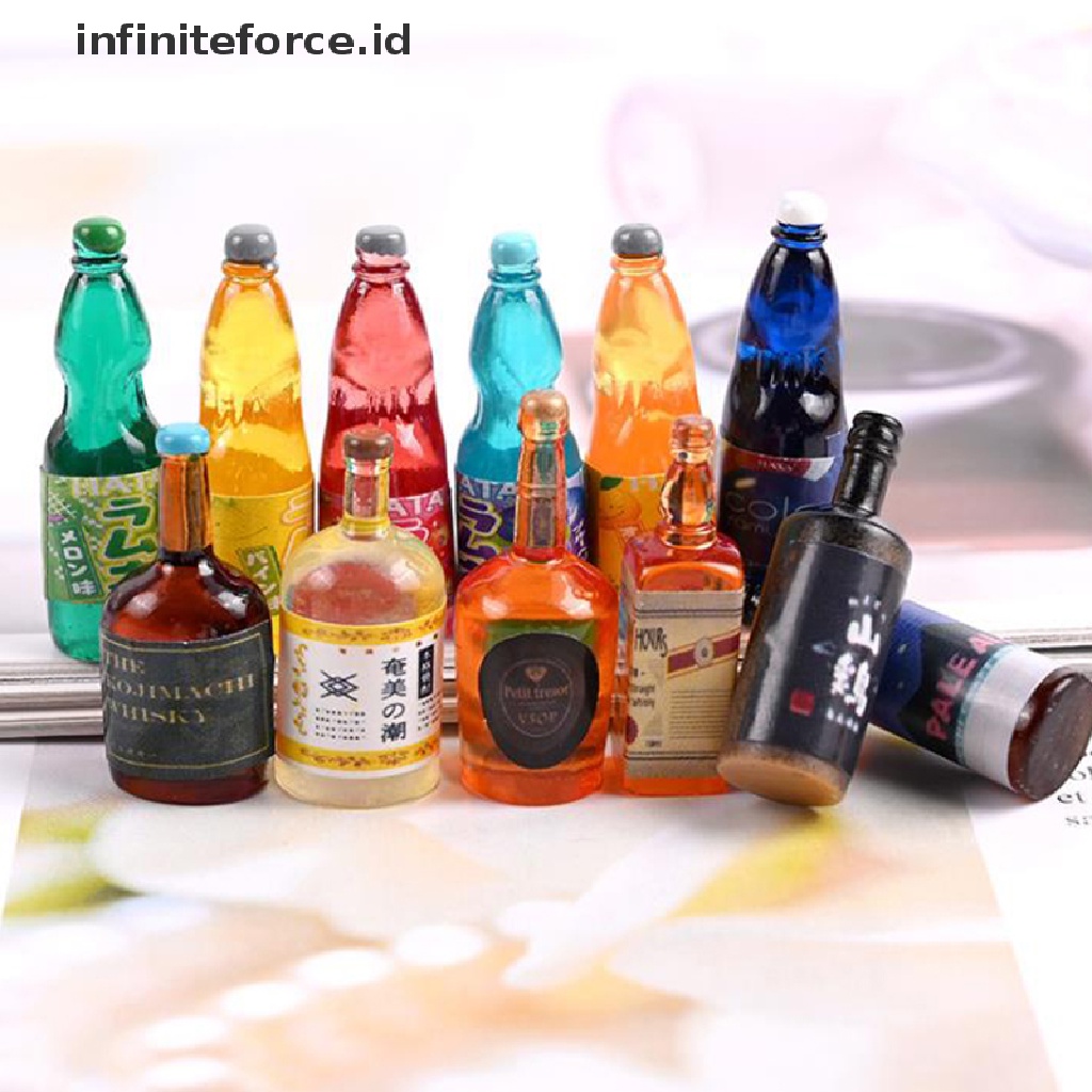 Infiniteforce.id 20pcs / Set Mainan Miniatur Botol Minuman Skala 1: 12 1: 6 Untuk Aksesoris Rumah Boneka