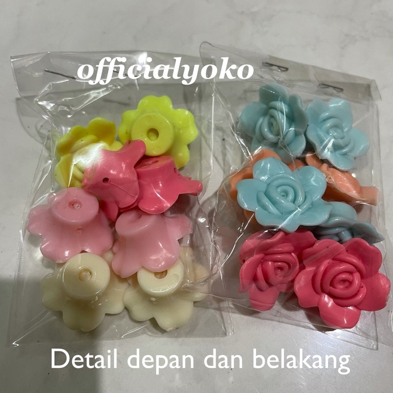 Manik Bunga Mawar Besar Warna Pastel (4pasang)