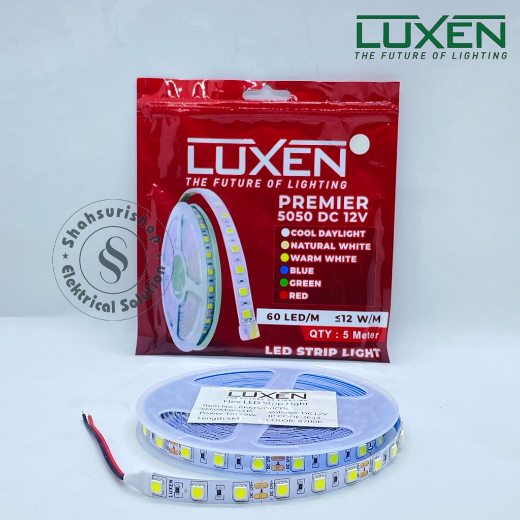 LUXEN LED STRIP PREMIER 5050 DC 12V 12W INDOOR IP33 5 METER 60 LED/M