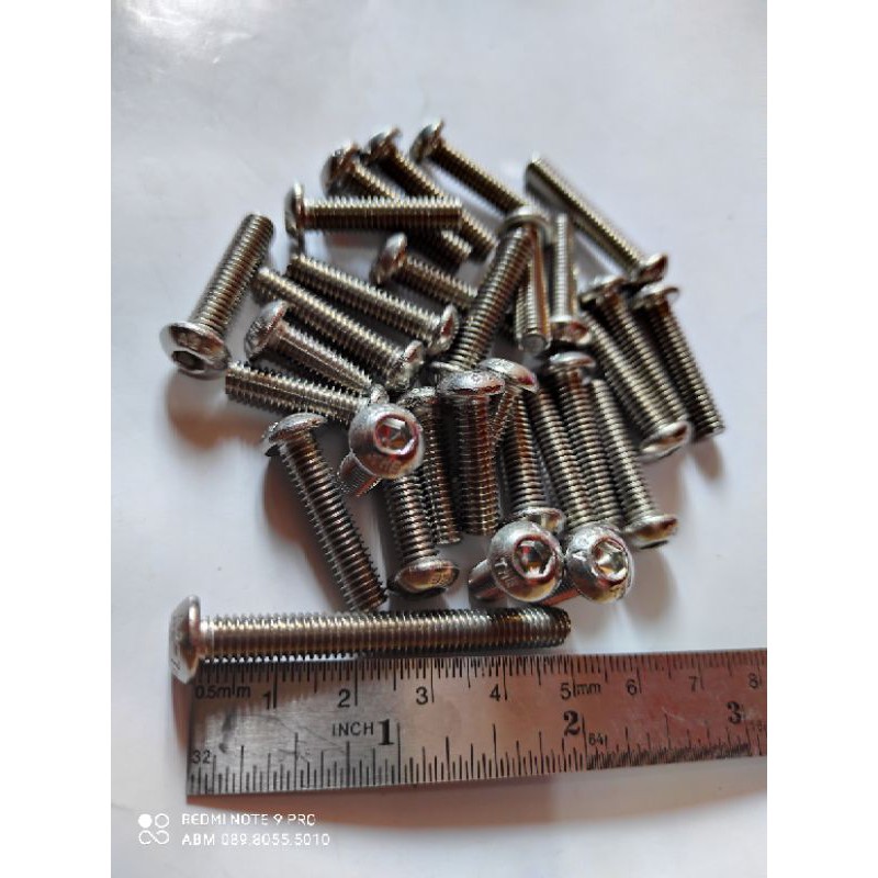 Baut L Stainless Button M10 x 50 atau Baut 14 Panjang 5cm