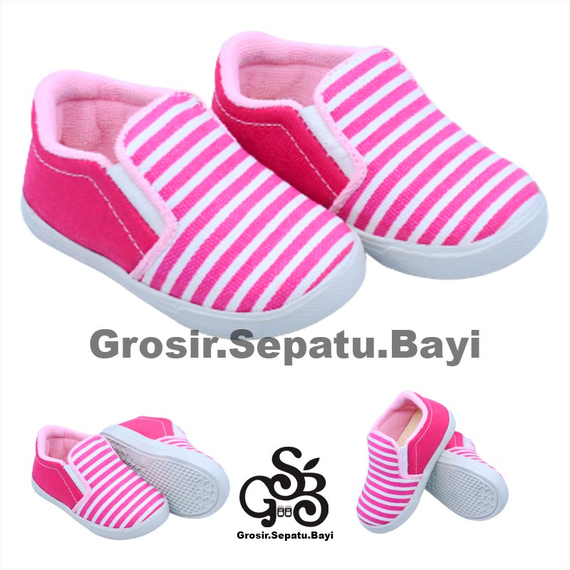 sepatu anak laki laki perempuan slip on motif Salur murah