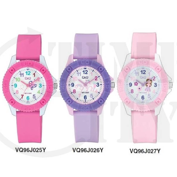 QQ QNQ Q&amp;Q Original  RUBBER BAND CHEERFUL STYLE Jam Tangan Anak Anti Air VQ96 Series Ori Kids Watch