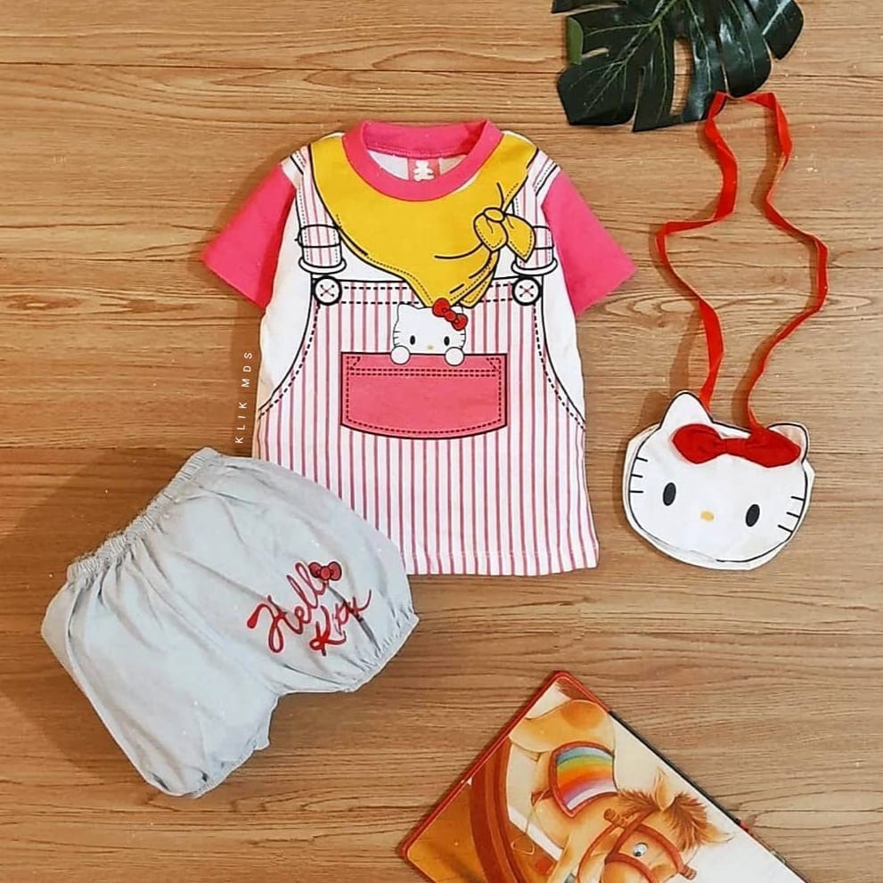 Klik Mds Setelan Baju Anak Bayi Perempuan Yuriko Kitty Free Bag 1 Ukuran Usia 2-12 Bulan