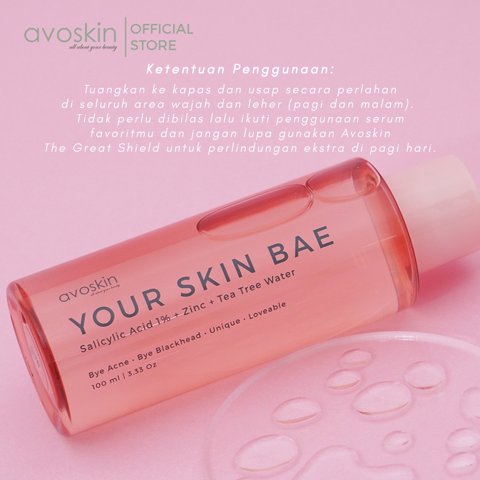 Avoskin Your Skin Bae Toner Salicylic Acid 1% + Zinc + Tea Tree Water Sachi Beaute