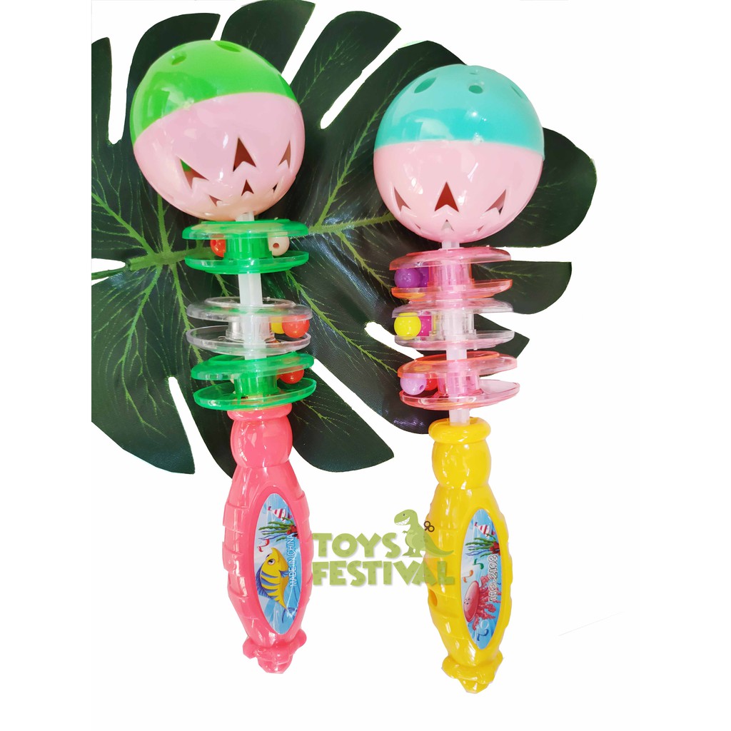 Sepasang (2 pcs) Mainan Kincringan Kerincingan Rattle Musik Bayi seri Bola Ulir