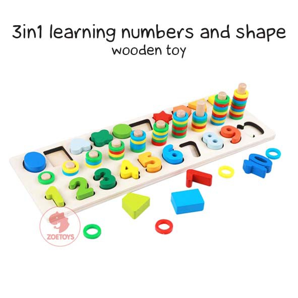 Zoetoys 3in1 Learning Numbers And Shape Fruit Wooden Toy | Papan Kayu Montessori Angka Bentuk Berhitung Digital Board Multifunction Wooden Fishing Logarithmic | Mainan Edukasi Anak | Cari Kado Natal