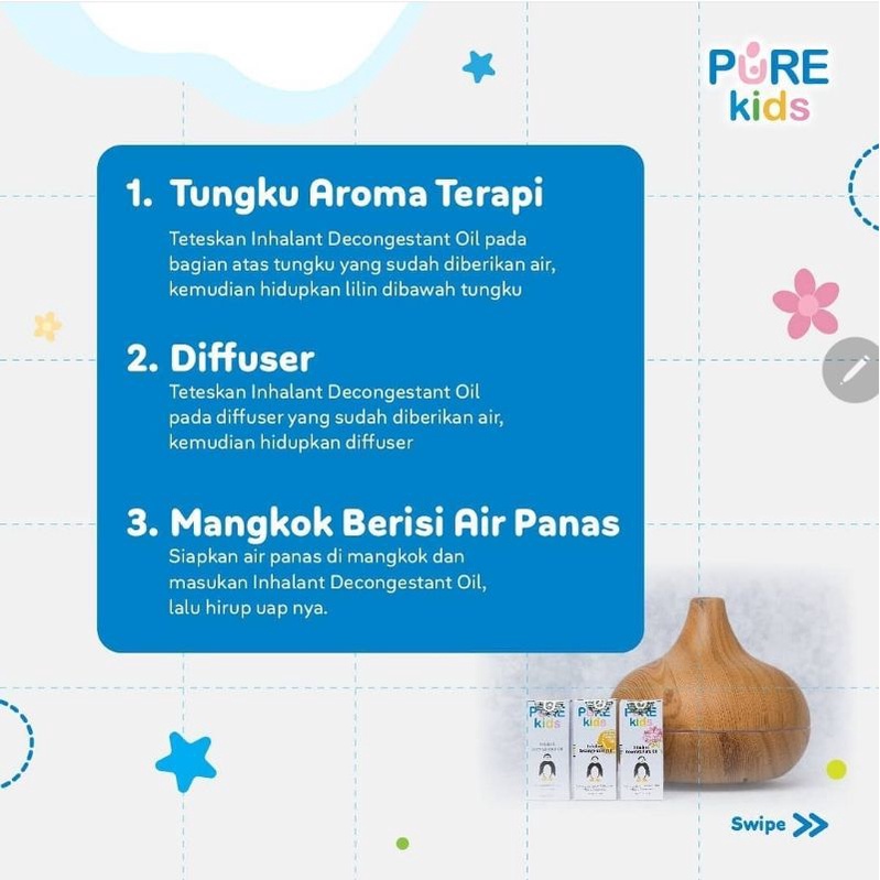 PAKET Pure Kids Inhalant Decongestan 10ml + Tungku Aromatherapy  Pelega Hidung Tersumbat Bayi Anak-1