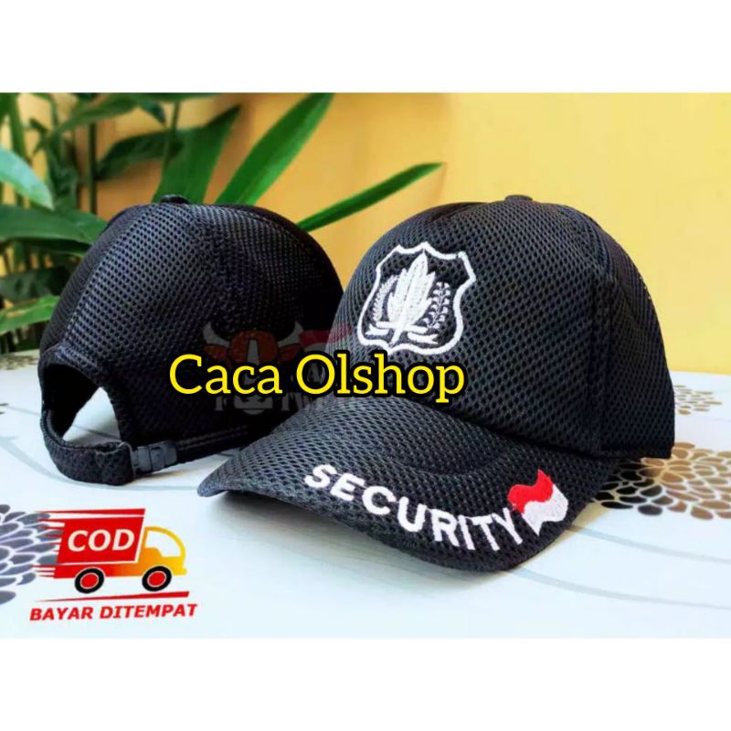 TOPI SATPAM SECURITY BIRU HITAM