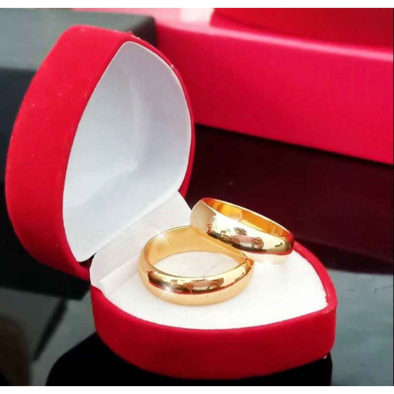 Cincin Titanium Polos Couple Wanita Pria warna emas TEBAL Harga Satuan