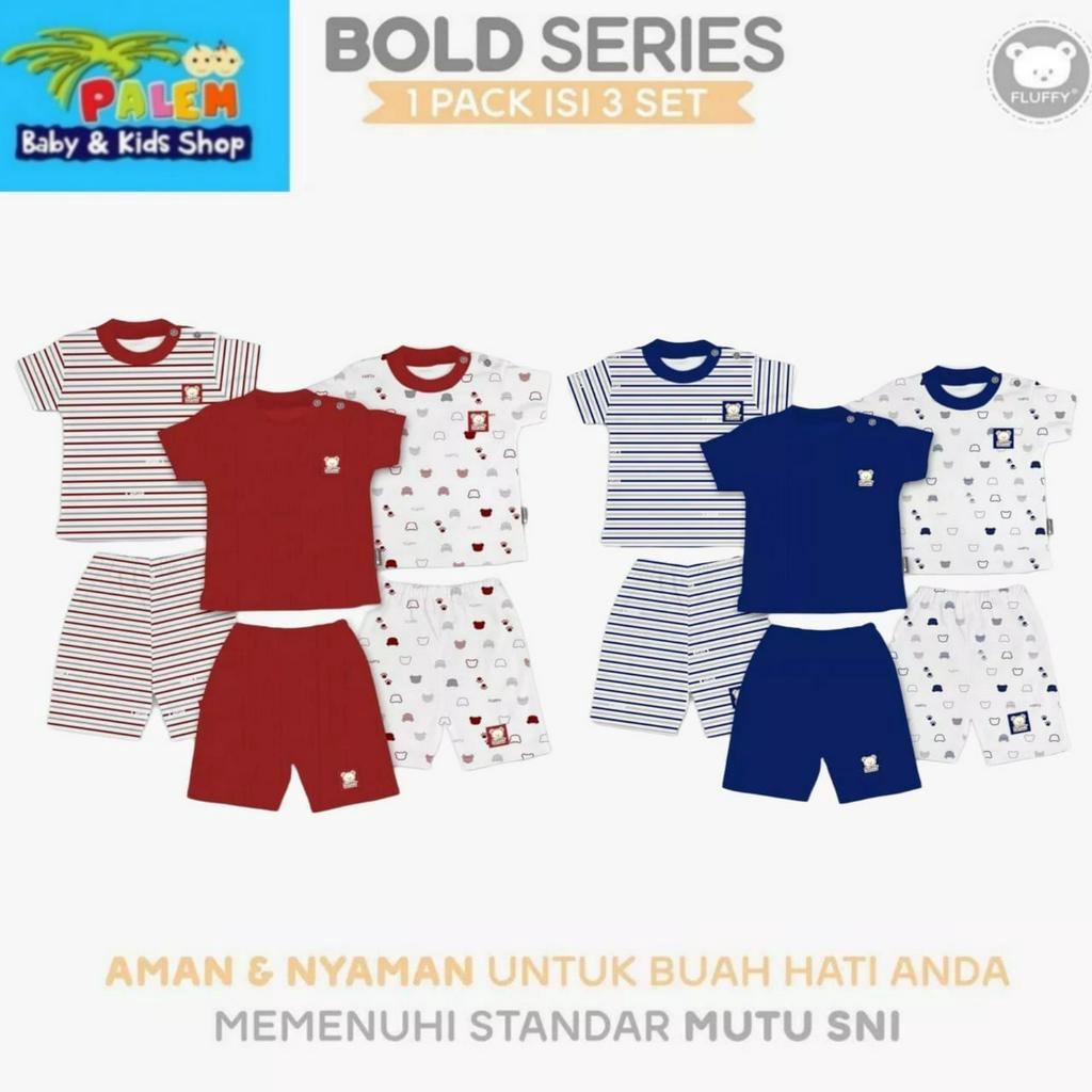 Fluffy Setelan Oblong Pendek &amp; celana pendek 3 Pcs BOLD SERIES SML