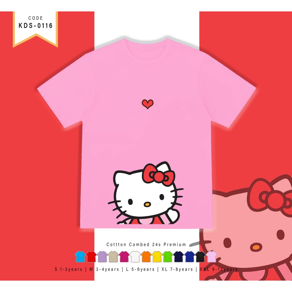 T-SHIRT KIDS / KAOS ANAK-ANAK BERGAMBAR HELLO KITTY LUV / CUSTOM TEE