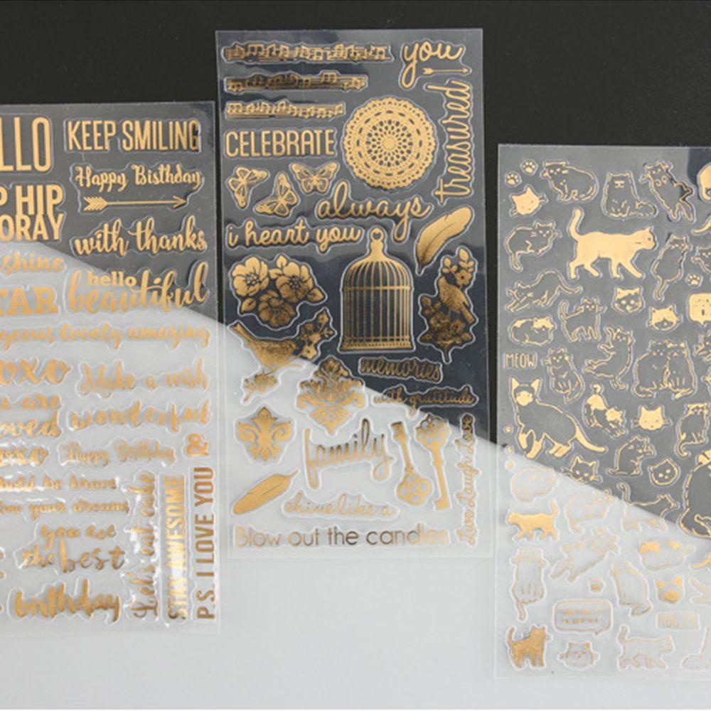 Agustina Bronzing Gold Stiker Huruf Kartun Scrapbooking Akun Tangan Kucing Alat Tulis Stiker