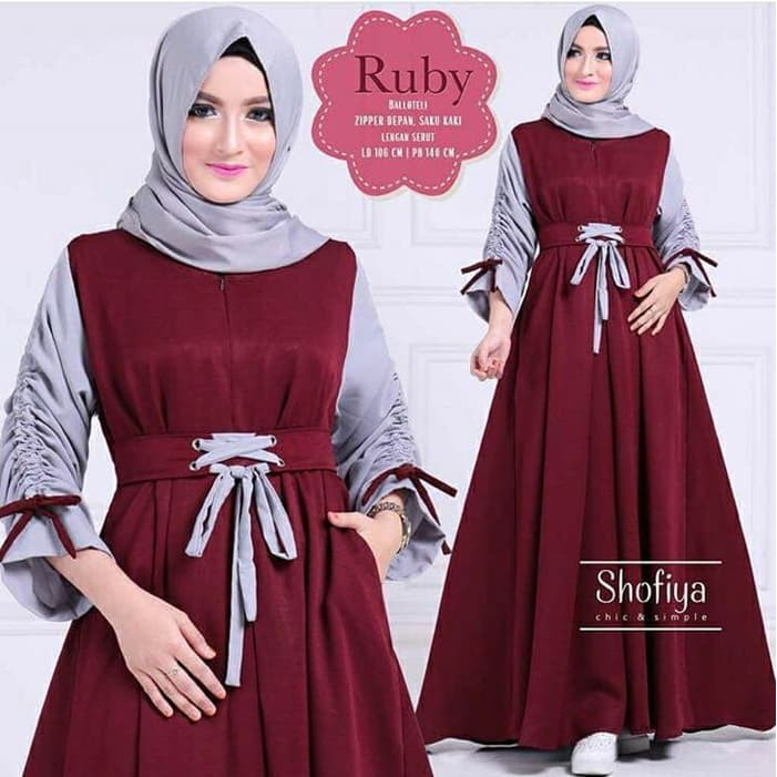 (TERMURAH ) 0049  GAMIS MURAH KEKINIAN MX RUBY (KATUN) MAROON