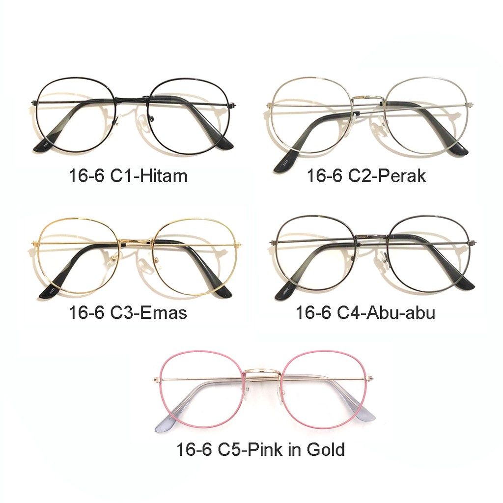 Kacamata Frame/Kacamata Wanita dan Pria Gaya Retro Round Eyeglasses Metal Frame