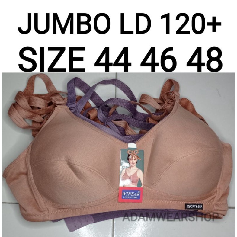 Sport bra jumbo LD 120cm lebih size 44 46 48 kait 3/kancing 3