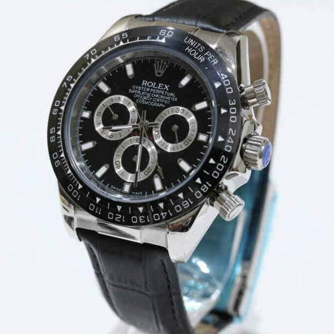 Super Sale Jam Tangan Pria Rolex Daytona Silver Combi Black Super Grade AAA Ready Stock