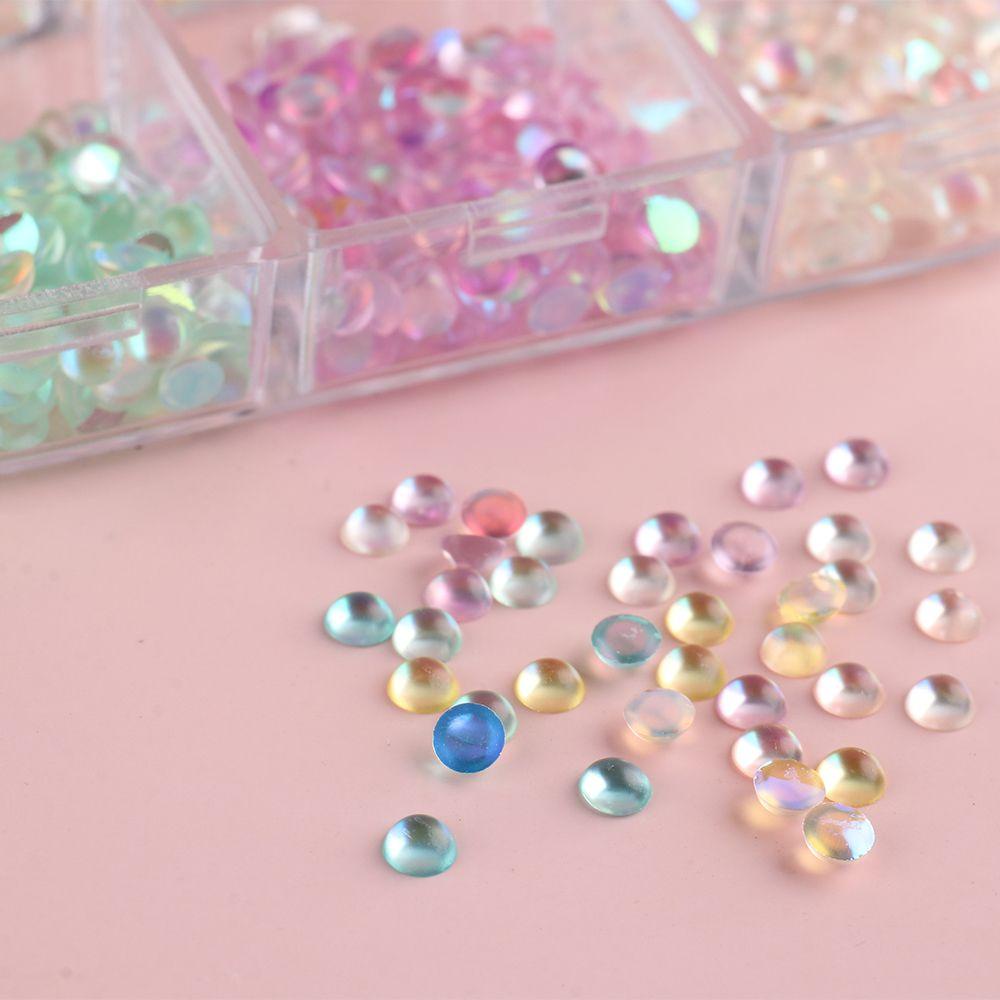 Preva 6kisi Kuku Rhinestones Dekorasi AB Warna Flatback Aurora