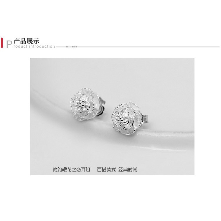 Jepang Dan Korea Baru S925 Anting-Anting Perak wanita Romantis Elegan Cherry Blossom Cinta Anting Perhiasan Telinga ai2-4933-6