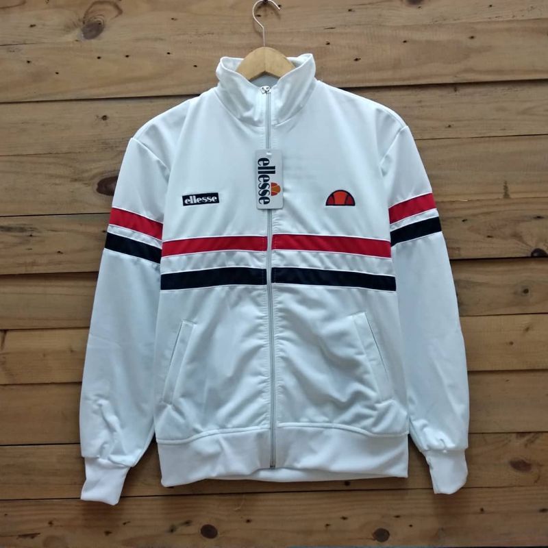 jaket tracktop casual ellesse premium putih