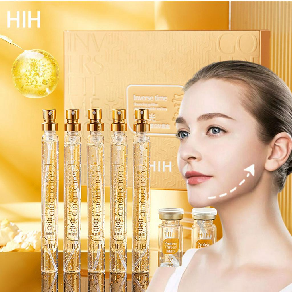 HIH Set Garis Kolagen Emas Anti-keriput Pemutih Benang Collagen Pengencang Wajah Tanam Benang Tanpa Jarum Gold Protein Line