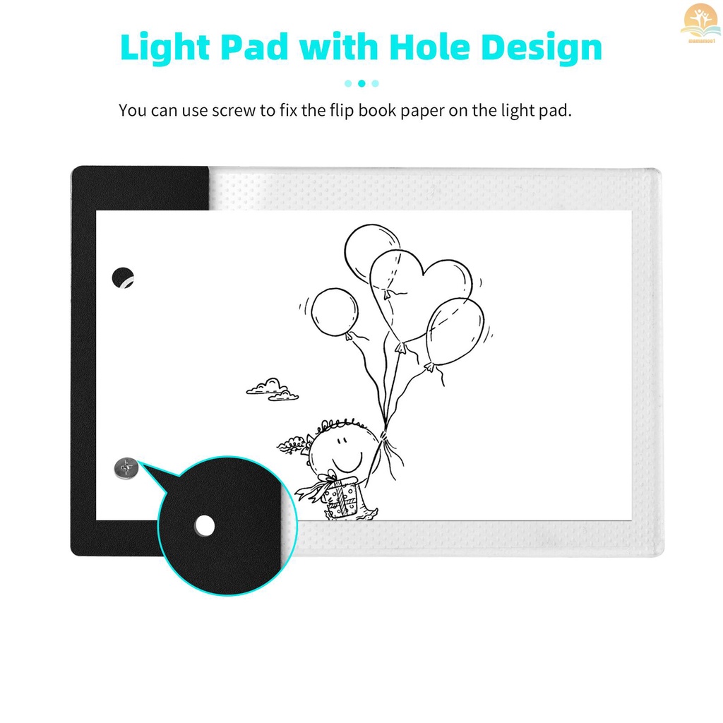 Flip Book Kit with Mini LED Light Pad Hole Design 3 Level Brightness Control Light Box 300 Sheets Animation Paper Flipbook Binding Screws for Children Students Adults Drawing Tracing Sketching Cartoon Creation