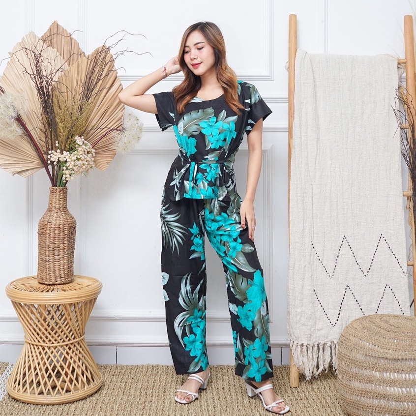 Daster Babydoll Panjang Bali-KINANTI BLACK-TOSCA