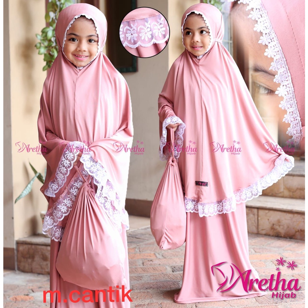 MUKENA ANAK JERSEY PREMIUM 2-6 TAHUN ORI ARETHA